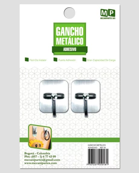 Gancho adhesivo de metal